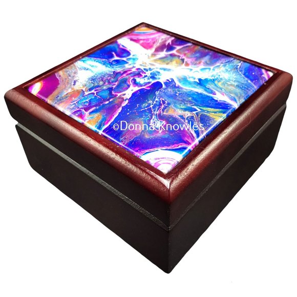 NWOT Memory Box, Jewelry Box, Keepsake, Abstract - Picture 3 of 10